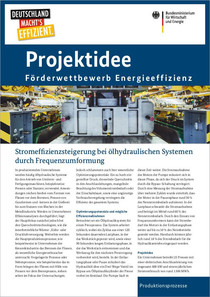 Cover der Projektidee: Stromeffizienzsteigerung bei ölhydraulischen Systemen durch Frequenzumformung
